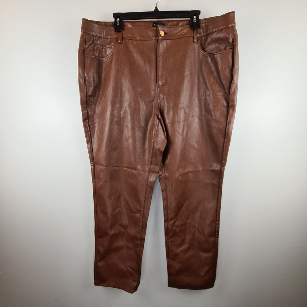 Talbots Womens 18W Brown Faux Leather Slim Ankle Pants NWT Plus Size